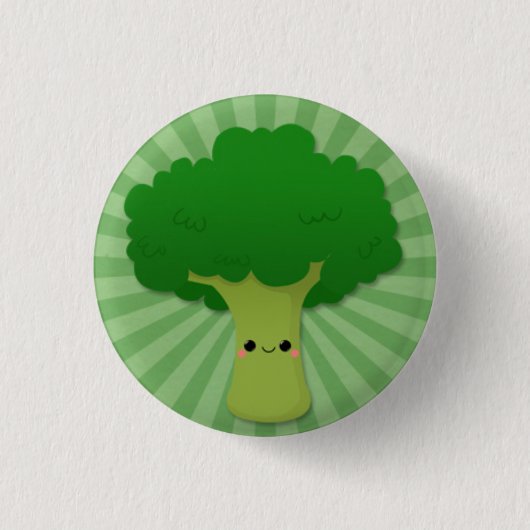 Kawaii Broccoli over Green Starburst Ronde Button 3,2 Cm (Voorkant)