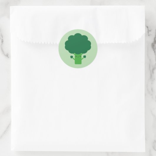 Kawaii Broccoli Ronde Sticker (Tas)