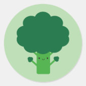 Kawaii Broccoli Ronde Sticker (Voorkant)