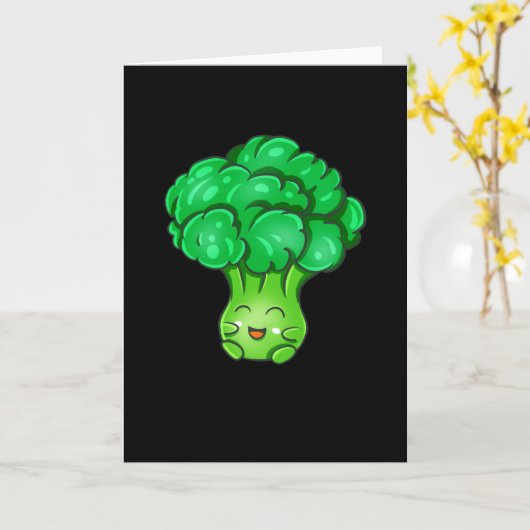 Kawaii Broccoli Schattigee Groenten Veggie Fun Foo Kaart (Gele Bloem)