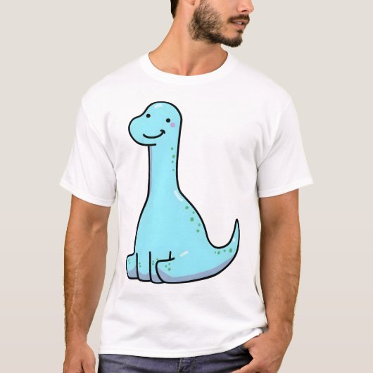 Kawaii Brontosaurus Dinosaur T-shirt (Voorkant)
