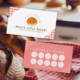 Kawaii Brood Rode Gingham Waterverf Loyalty Visitekaartje