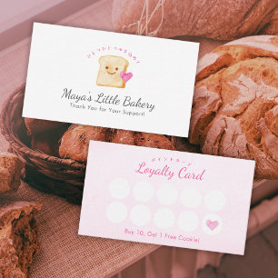 Kawaii Brood Roze Waterverf Bakkerij Loyaliteit Visitekaartje