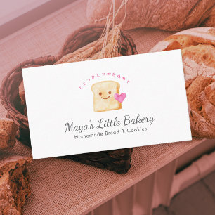 Kawaii Brood Roze Waterverf Bakkerij Visitekaartje