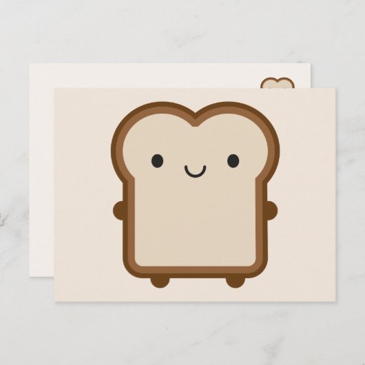 Kawaii Brood / Toast Briefkaart (Voorkant / Achterkant)