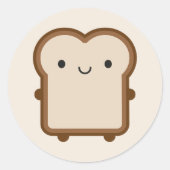 Kawaii Brood / Toast Ronde Sticker (Voorkant)