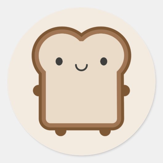 Kawaii Brood / Toast Ronde Sticker (Voorkant)