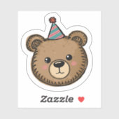 Kawaii Brown Bear Party Sticker (Vel)