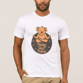 Kawaii brown hondenoefening yoga houdt en denkt na t-shirt (Voorkant)