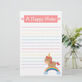 Kawaii Brown Horse probeert een Unicorn te worden Briefpapier (Staand voorkant)
