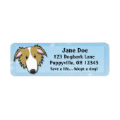 Kawaii Brown & White Borzoi Etiket (Voorkant)