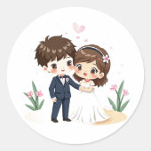 Kawaii Bruiloft Koppel – Chibi Stijl Sticker (Voorkant)