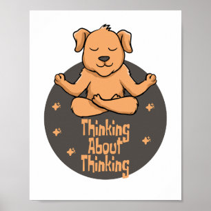 Kawaii bruine hond oefent yogahoudingen en denkt n poster