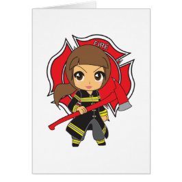 Kawaii Brunette Firefighter Girl