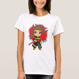 Kawaii Brunette Firefighter Girl -  T-shirt