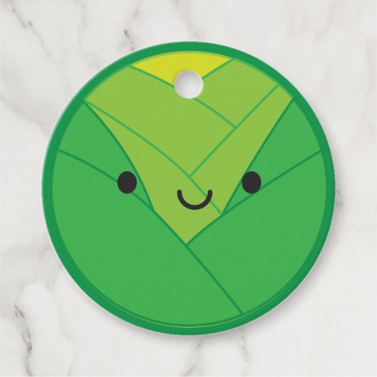 Kawaii Brussels Sprout / Cabbage Bedankjes Labels (Voorkant)