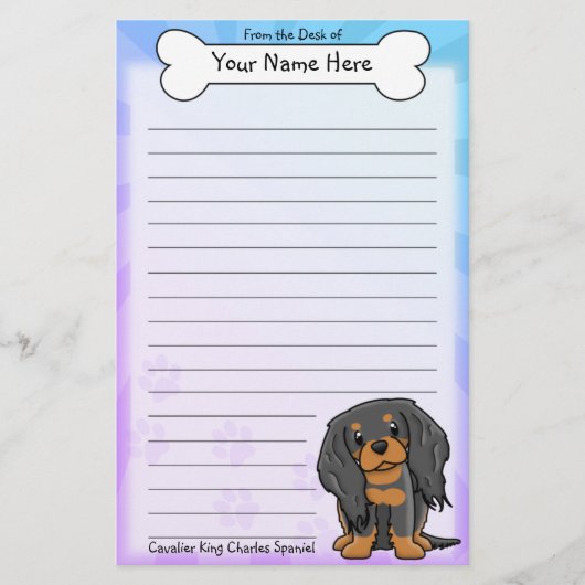 Kawaii BT Cavalier King Charles Spaniel Stationery Briefpapier (Voorkant)