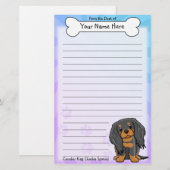 Kawaii BT Cavalier King Charles Spaniel Stationery Briefpapier (Voorkant / Achterkant)