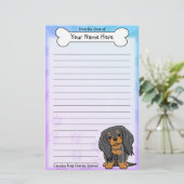 Kawaii BT Cavalier King Charles Spaniel Stationery Briefpapier (Staand voorkant)