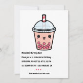 Kawaii Bubble Tea Birthday Party Invitation Kaart (Voorkant)