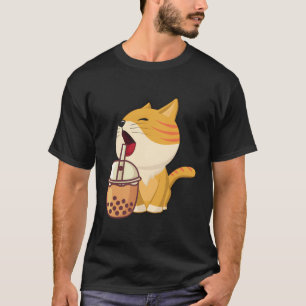 Kawaii Bubble Tea Boba Milk Tea Anime Cat Schattig T-shirt