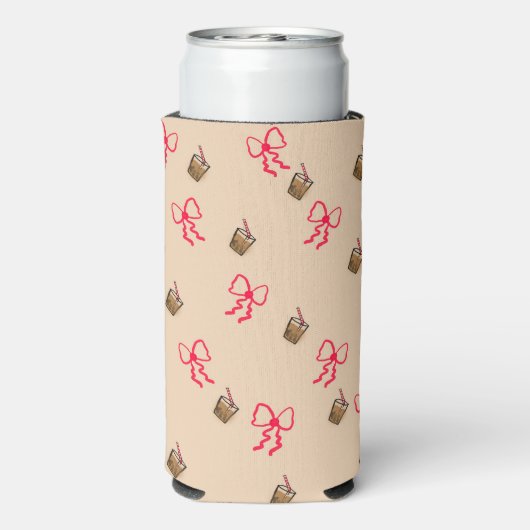 Kawaii Bubble Tea & Bow Pattern – Schattigee Seltz Seltzer Blikjeskoeler (Seltzer Achterkant)