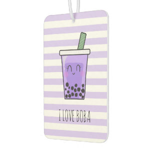 Kawaii Bubble Tea Ik hou van Boba Taro Ube Paarse Luchtverfrisser