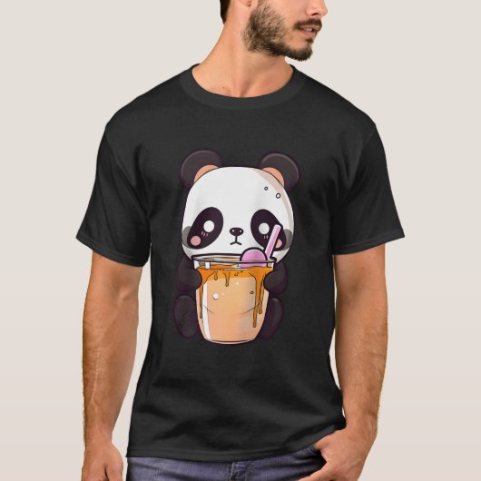 Kawaii Bubble Tea Panda Boba-Tea Japanese Baseball T-shirt (Voorkant)