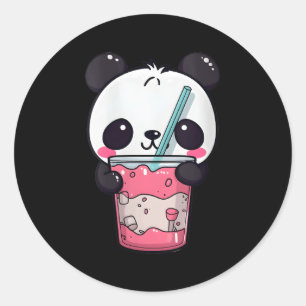Kawaii Bubble Tea Panda Boba-Tea Japans Ronde Sticker