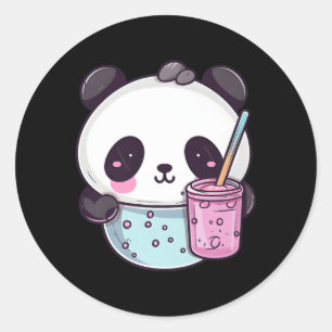 Kawaii Bubble Tea Panda Boba-Tea Japans Ronde Sticker