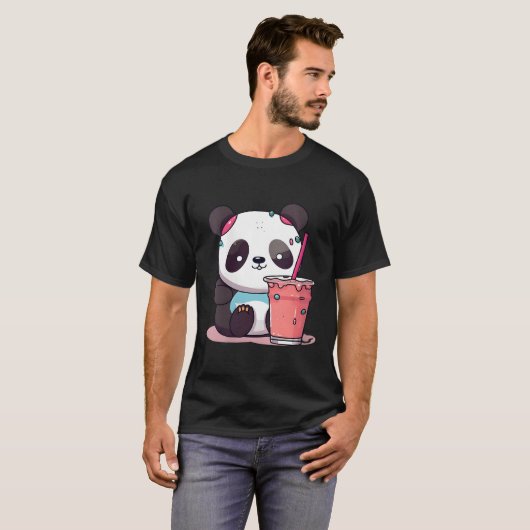 Kawaii Bubble Tea Panda Boba-Tea Japans T-shirt (Voorkant volledig)