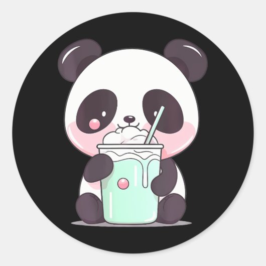 Kawaii Bubble Tea Panda Grappige Boba-thee Japans Ronde Sticker (Voorkant)