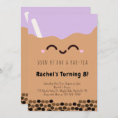 Kawaii Bubble Tea Par-tea Uitnodiging voor verjaar (Voorkant / Achterkant)