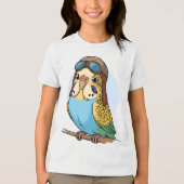 Kawaii Budgie – Schattigee Parkiet Vogelillustrati Tri-Blend Shirt (Voorkant)