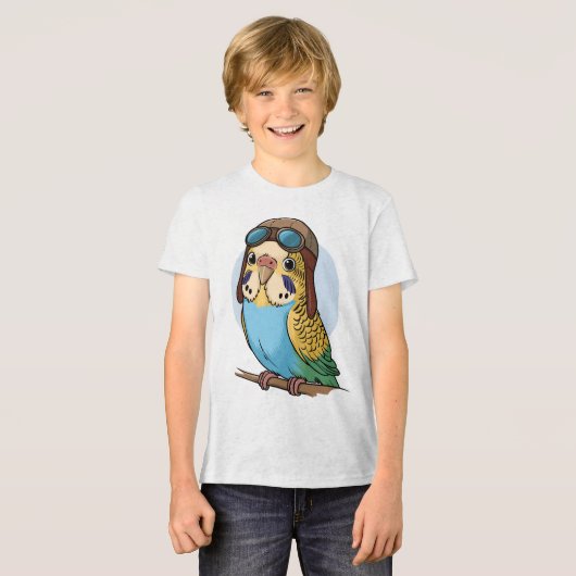 Kawaii Budgie – Schattigee Parkiet Vogelillustrati Tri-Blend Shirt (Voorkant volledig)