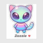 Kawaii buitenaardse kat met galactische ogen en pa sticker (Vel)