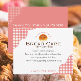 Kawaii Bun Red Gingham Bread Care Instructions Bedankkaart