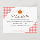 Kawaii Bun Red Gingham Cake Care Instructions Bedankkaart (Voorkant)