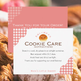 Kawaii Bun Red Gingham Cookie Care Instructions Bedankkaart