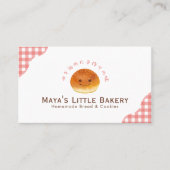 Kawaii Bun Red Gingham Watercolor Bakery Visitekaartje (Voorkant)