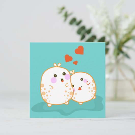 Kawaii Bunnies Holiday Kaart (Staand voorkant)