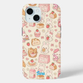 Kawaii Bunny Bakery Pattern Phone Case (Achterkant)