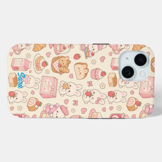 Kawaii Bunny Bakery Pattern Phone Case (Achterkant (horizontaal))