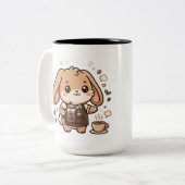 Kawaii Bunny Barista Mok Twee-Tons (Voorkant links)