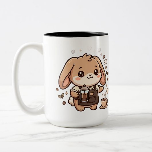 Kawaii Bunny Barista Mok Twee-Tons (Links)