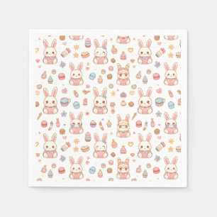 Kawaii Bunny Café Pasen Cute Chibi Konijnen Servet