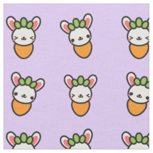 Kawaii Bunny Carrot met Paarse achtergrond Stof
