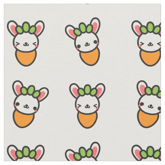 Kawaii Bunny Carrot Stof (Close Up)