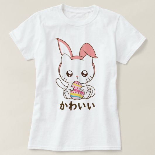 Kawaii Bunny Cat Easter Cute Design T-shirt (Design voorkant)