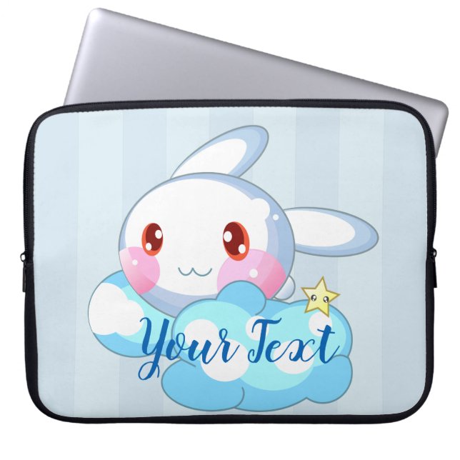 Kawaii Bunny, Cloud & Star Custom Laptop Sleeve (Voorkant)
